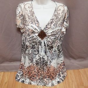 Apt. 9 Beige Stretch V neck Tunic Shirt sz. 2x